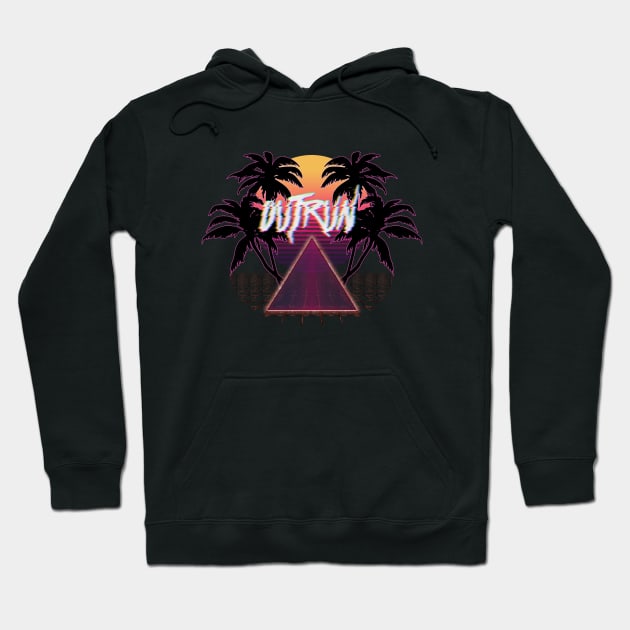 OUTRUN SUN & PALMS #1 Hoodie by RickTurner